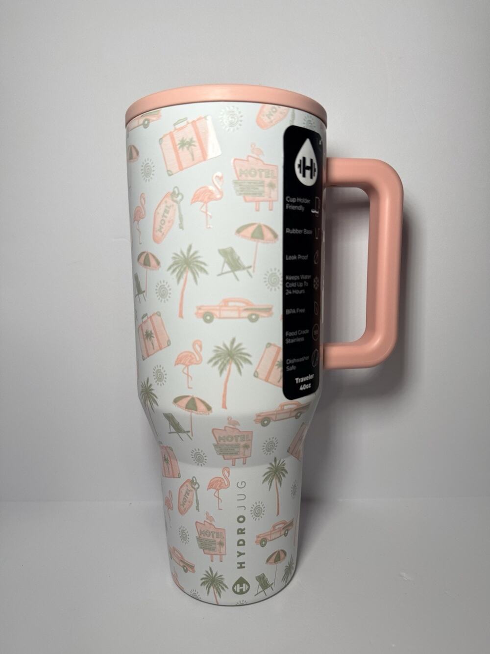 HydroJug X KAY Summer 2026 ROAD TRIP Flamingos 40oz Traveler Tumbler NWT NIB
